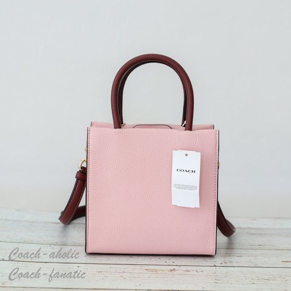 NWT Coach CE598 Mini Cally Leather Crossbody in Powder Pink/Wine - Picture 8 of 10
